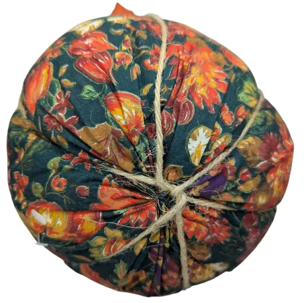 Autumn Floral Fabric Pumpkin Centerpiece Decor 9